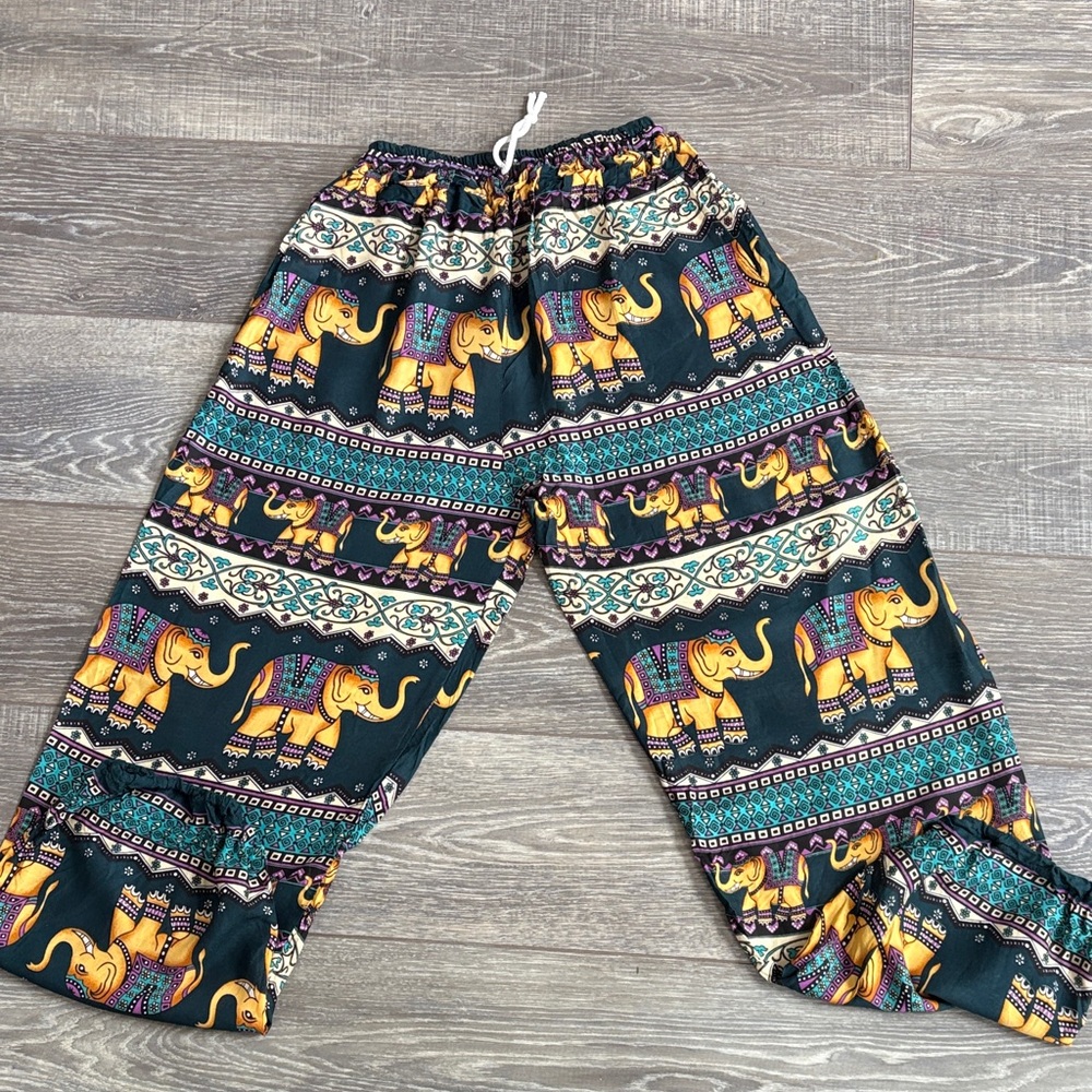 Elephant Print Pajama Pants - Multicolor